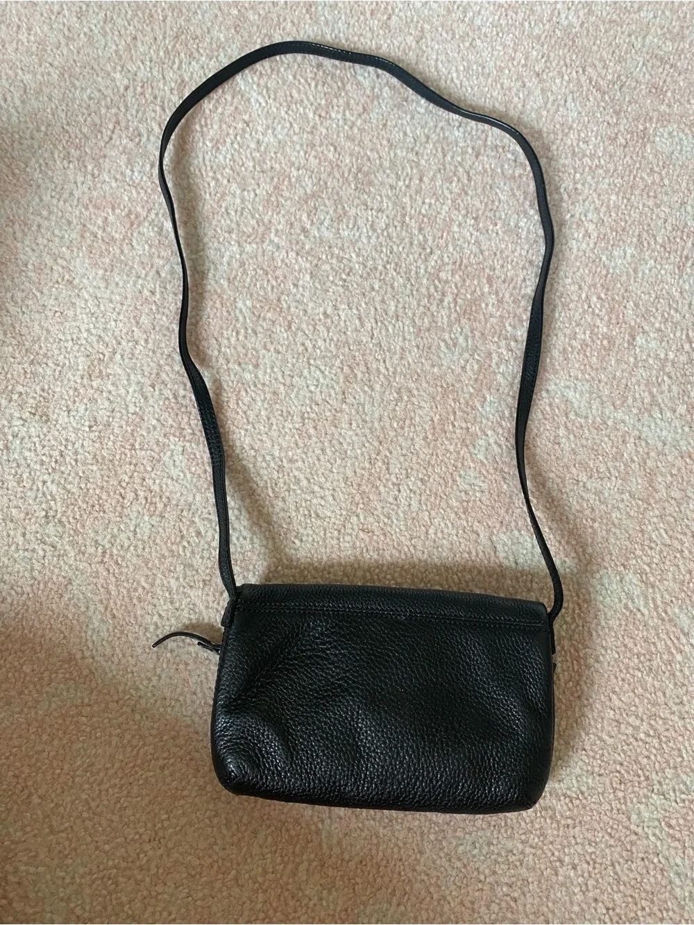 Kate Spade Black Pebbled Leather Crossbody Bag with pink interior